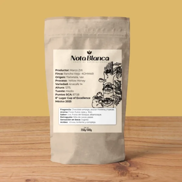 Yellow Honey Bolsa de café Yellow Honey Nota Blanca