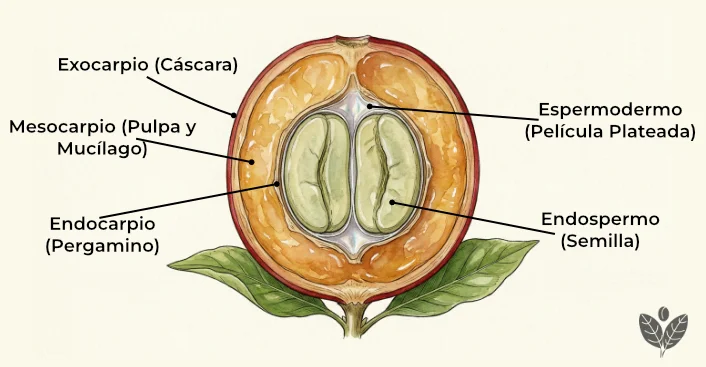 Anatomía de la cereza de café